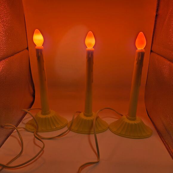 NOMA Vintage Christmas Candles Set of 3 Orange Bulbs 10.5" Electric - Picture 2 of 10